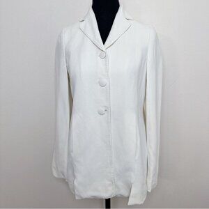 Moschino Womens 6 Ivory Vintage Crepe Button Blazer Italy